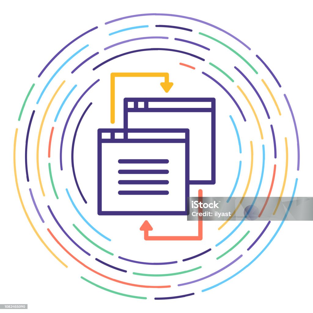 Cross Browser Testing Line Icon Illustration Line vector icon illustration of cross browser testing with maze like background. Change stock vector