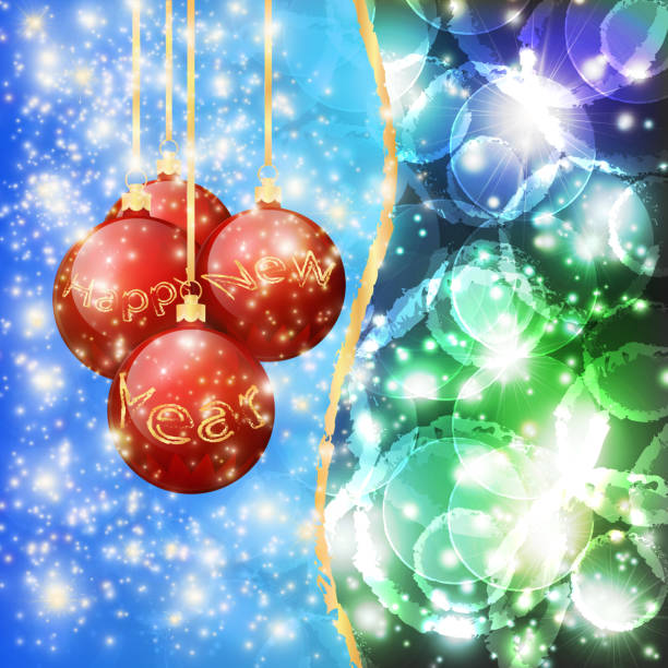 istock christmas balls with the words happy new year on a blue-green background 10 EPS 1082455194