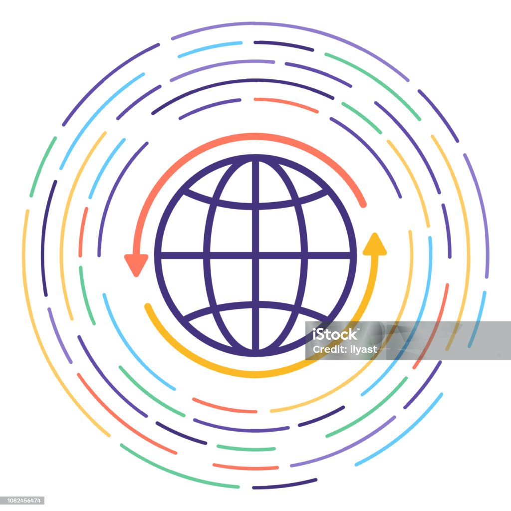 Climate Change Line Icon Illustration Line vector icon illustration of climate change with maze like background. Globe - Navigational Equipment stock vector