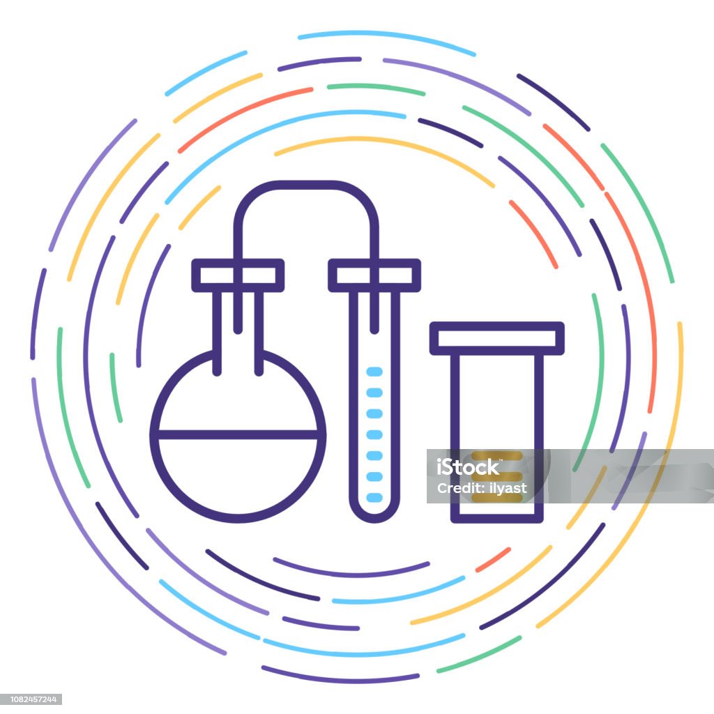 Biotechnology Line Icon Illustration Line vector icon illustration of biotechnology with maze like background. Analyzing stock vector