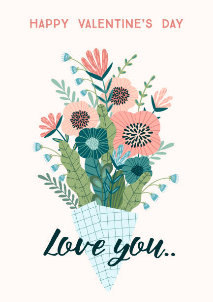 istock Illustration bouquet of flowers. Vector design concept for Valentines Day 1082457388