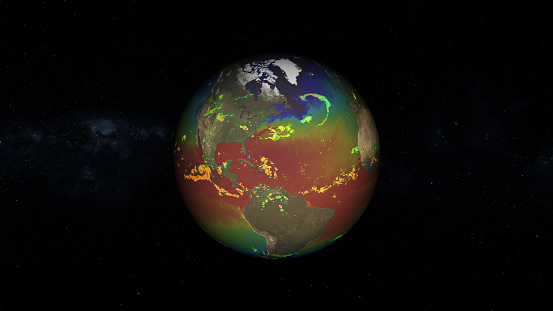 Changing temperatures on Earth. Massive CG graphics created using VC orb plug-in mixed with NASA imagery. Texture map used from: https://svs.gsfc.nasa.gov/12126