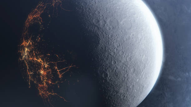 istock Dark side of the Moon. Unknown civilization. 1082458162