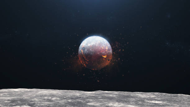 istock Burning planet Earth seen from the Moon. 1082458456