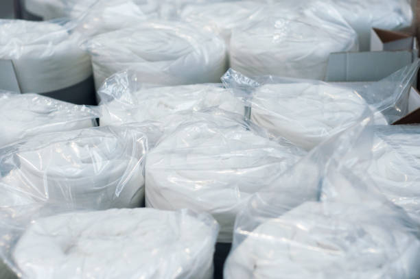 istock white set of bed linen rolls in decoration store 1082460694