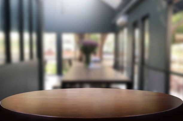 istock Close-Up Of Empty Wooden Table In Cafe 1082461266