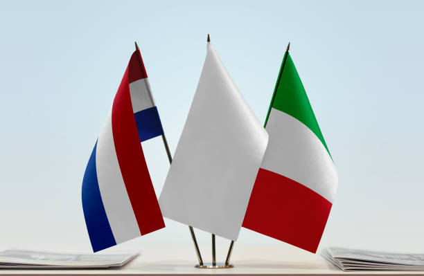 istock Flags of Netherlands and Italy 1082464620