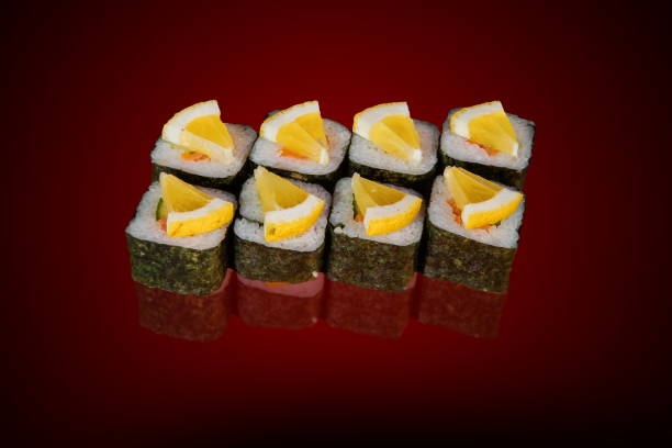 istock Japanese fish and lemon sushi rice 1082465592