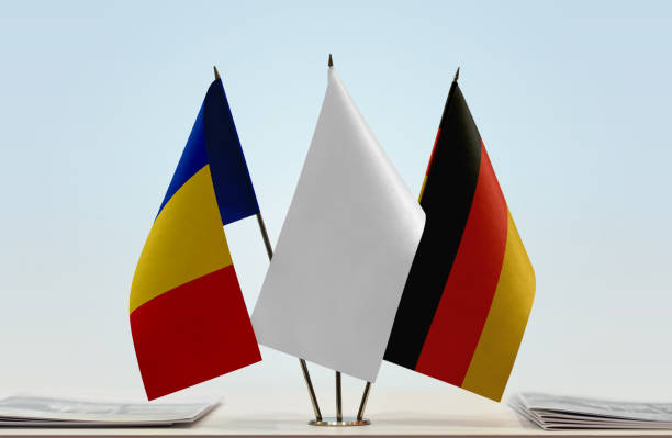 istock Flags of Romania and Germany 1082471286