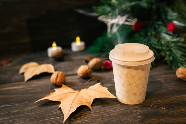 istock tea on wooden table. winter concept 1082477840