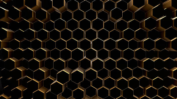 istock Black-gold abstract field hexagon 1082486354