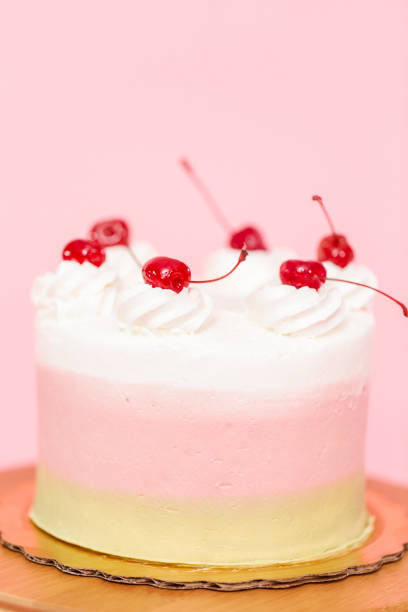 istock Birthday Spumoni cake on pink background. 1082487038