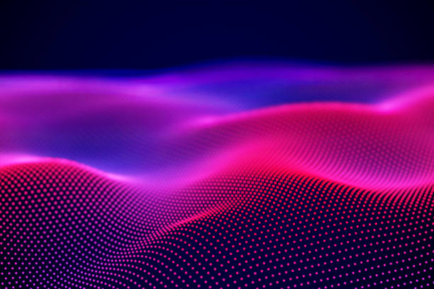 istock Abstract landscape of Neon digital particles or sound waves. 1082492814