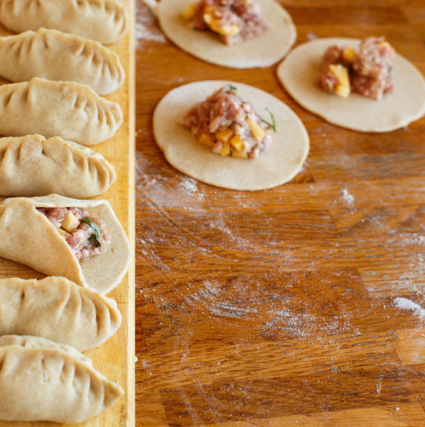 istock Preparation of dumplings manti 1082495622
