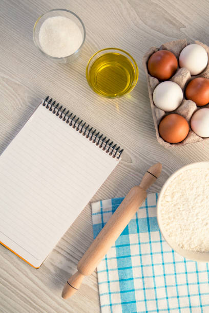 istock Pastry recipe with eggs, flour, and finished products 1082496146