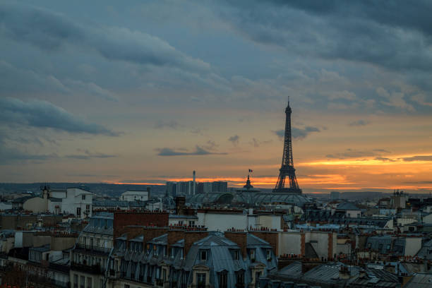 istock aerial view from the heights on paris and the eiffel tower at sunset 1082498348