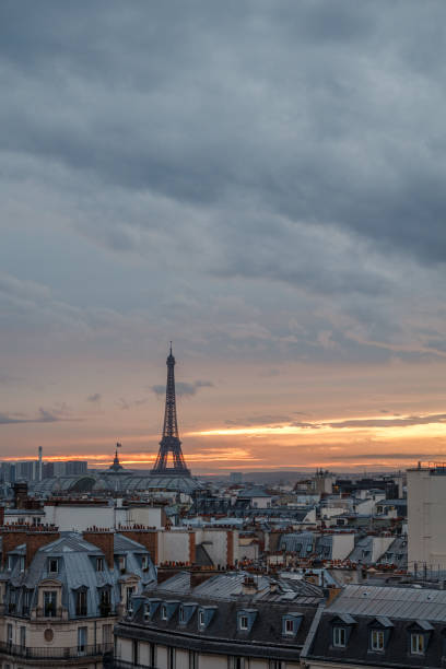 istock aerial view from the heights on paris and the eiffel tower at sunset 1082498360