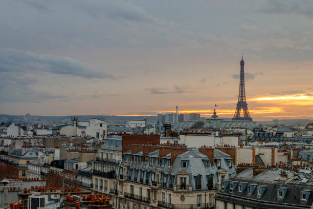 istock aerial view from the heights on paris and the eiffel tower at sunset 1082498372