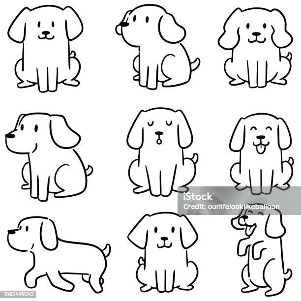 Dog Stock Illustration - Download Image Now - Doodle, Line Art, Vector