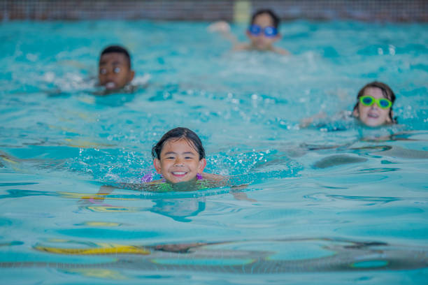 istock Kids in indoor pool 1082499394