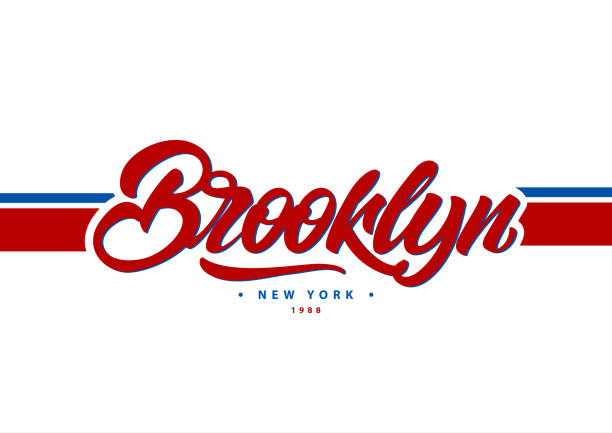 ilustrações de stock, clip art, desenhos animados e ícones de brooklyn, new york typography in college style. vector illustration varsity, graphic for t-shirt. slogan.vector illustration design. - brooklyn university new york city summer