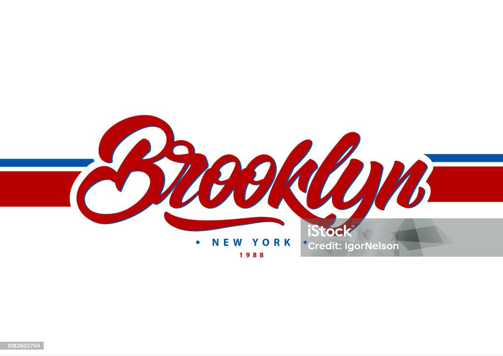Brooklyn, New York typography in college style. Vector illustration varsity, graphic for t-shirt. Slogan.Vector illustration design. Brooklyn - New York stock vector