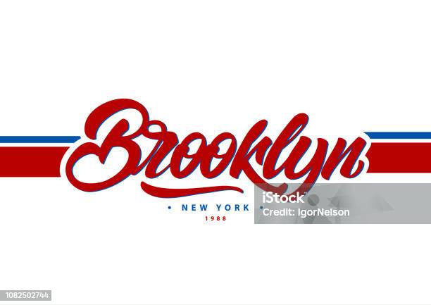 Brooklyn New York Typography In College Style Vector Illustration Varsity Graphic For Tshirt Sloganvector Illustration Design Stock Illustration - Download Image Now