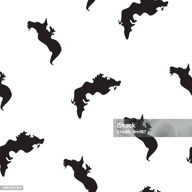 Seamless Pattern Sea Dragon Silhouette On White Vector Eps 10 Stock Illustration - Download Image Now