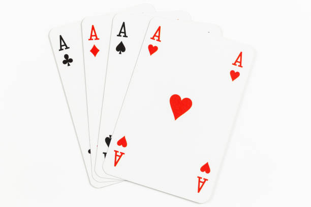 istock Four playing cards of Aces isolated on white background 1082505316