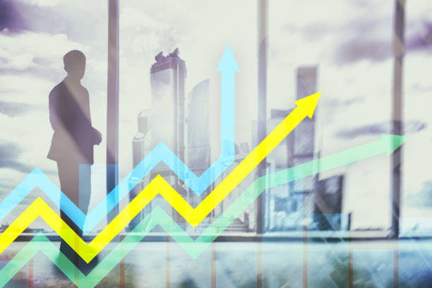 istock Financial growth arrows graph. Investment and trading concept. 1082508512
