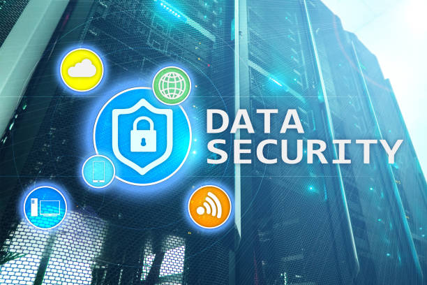 istock Data security, cyber crime prevention, Digital information protection. Lock icons and server room background. 1082510172