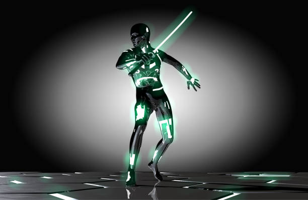 istock Futuristic Ninja and Lightsaber Katana 1082518312
