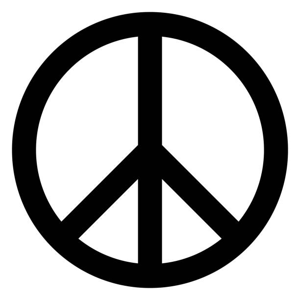 peace symbol symbol - schwarz einfach isoliert - vektor - friedenszeichen stock-grafiken, -clipart, -cartoons und -symbole