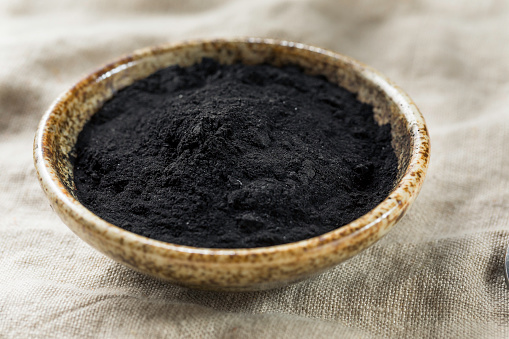 Raw Organic Black Activated Charcoal in a Bowl