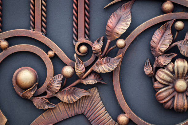 istock wrought-iron gates, ornamental forging, forged elements close-up 1082548206
