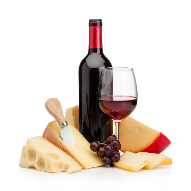 istock Cheesees variation and wine shot on white background 1082549804