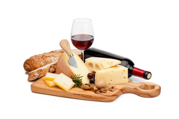 istock Cheese and wine platter isolated on white background 1082549818