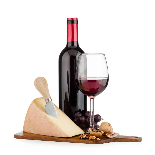 istock Cheese and wine isolated on white background 1082549834