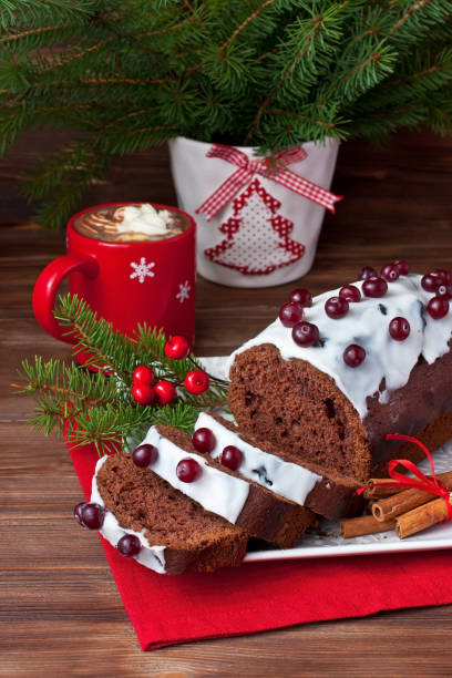 istock Traditional homemade chocolate Christmas cake 1082557152