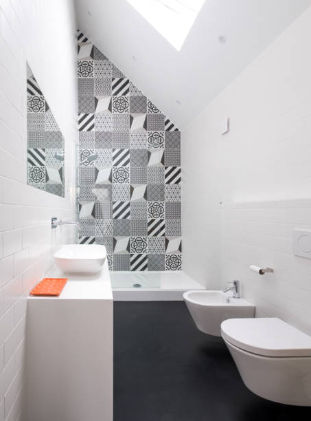 istock Contemporary loft bathroom with high ceiling 1082569178