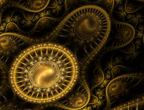 istock Modern fractal mechanical background. Time machine, digital artwork for creative graphic design. Abstract fractal steampunk machine 1082583628