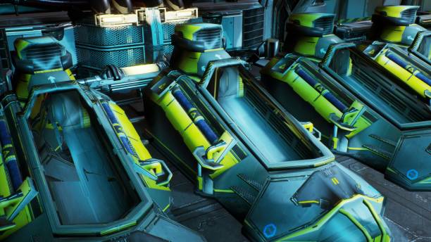 istock A cryogenic hibernation capsule on spaceships. 3D Rendering 1082600662