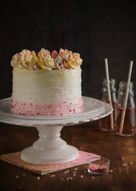 istock Gorgeous layer cake with spring decor. Valentine's Day and Mother's Day, Easter concept. 1082605528