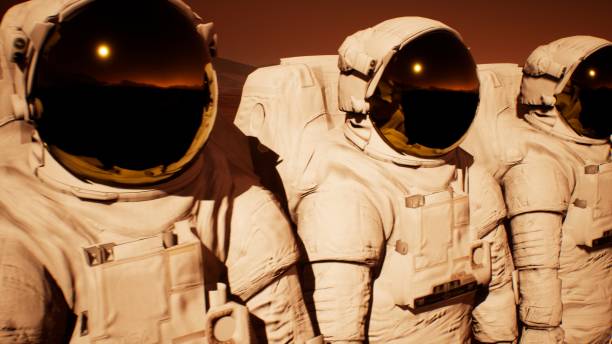 istock A detachment of astronauts preparing to explore the planet Mars. 3D Rendering 1082606660