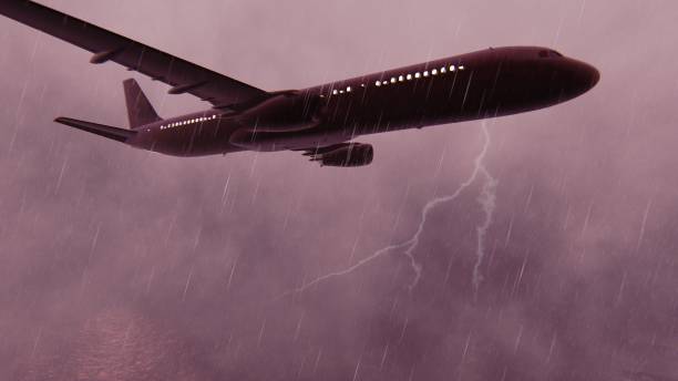 istock Passenger Plane flying over the Pacific ocean at storm. 3D Rendering 1082606690
