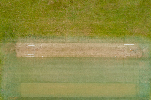 Aerial view of a cricket ground.