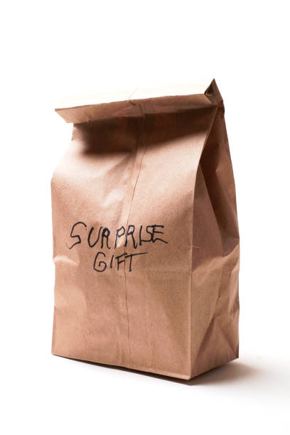 istock Paper Bag with text -SURPRISE GIFT 1082614722