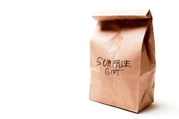 istock Paper Bag with text -SURPRISE GIFT 1082614740