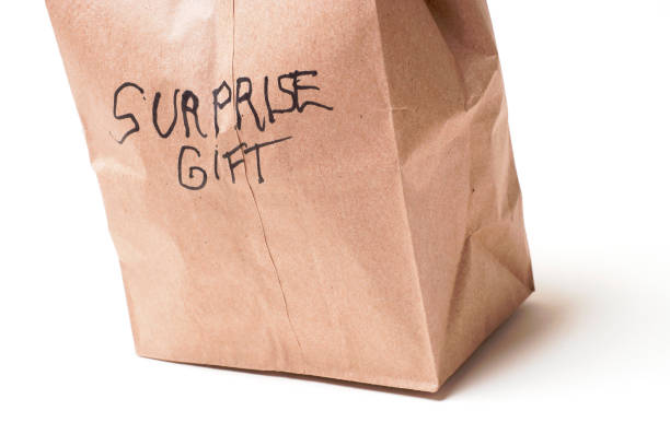 istock Paper Bag with text -SURPRISE GIFT 1082614744