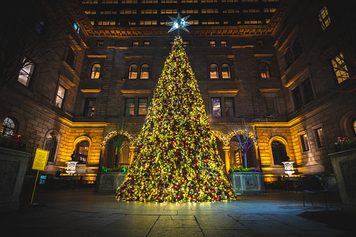 New York City - December 12, 2018, Lotte New York Palace Hotel Christmas Tree